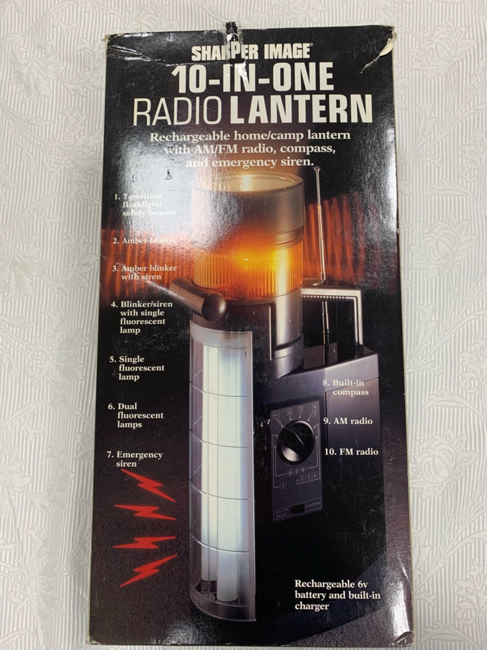 Sharper Image Black and Silver Radio Lantern with Amber Beacon